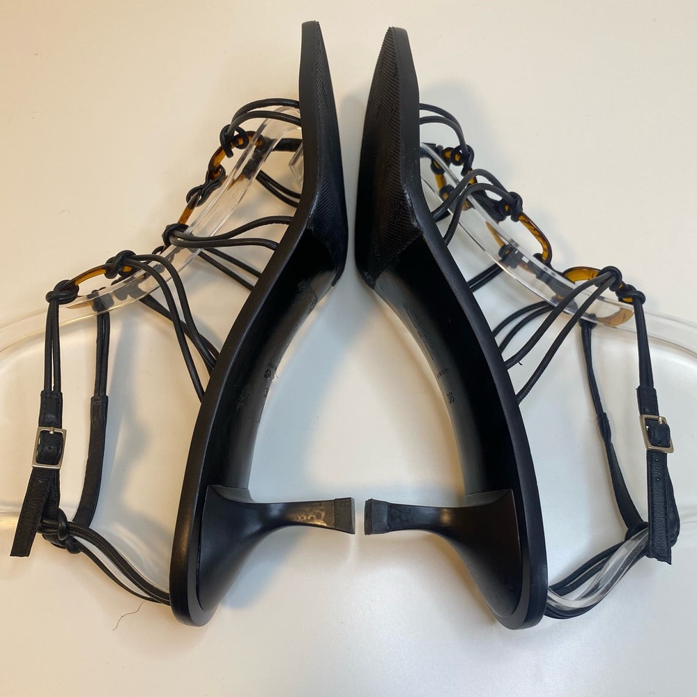Cult Gaia Ziba Kitten Heel Sandals Heel Black 38 8 Tortoiseshell View 6